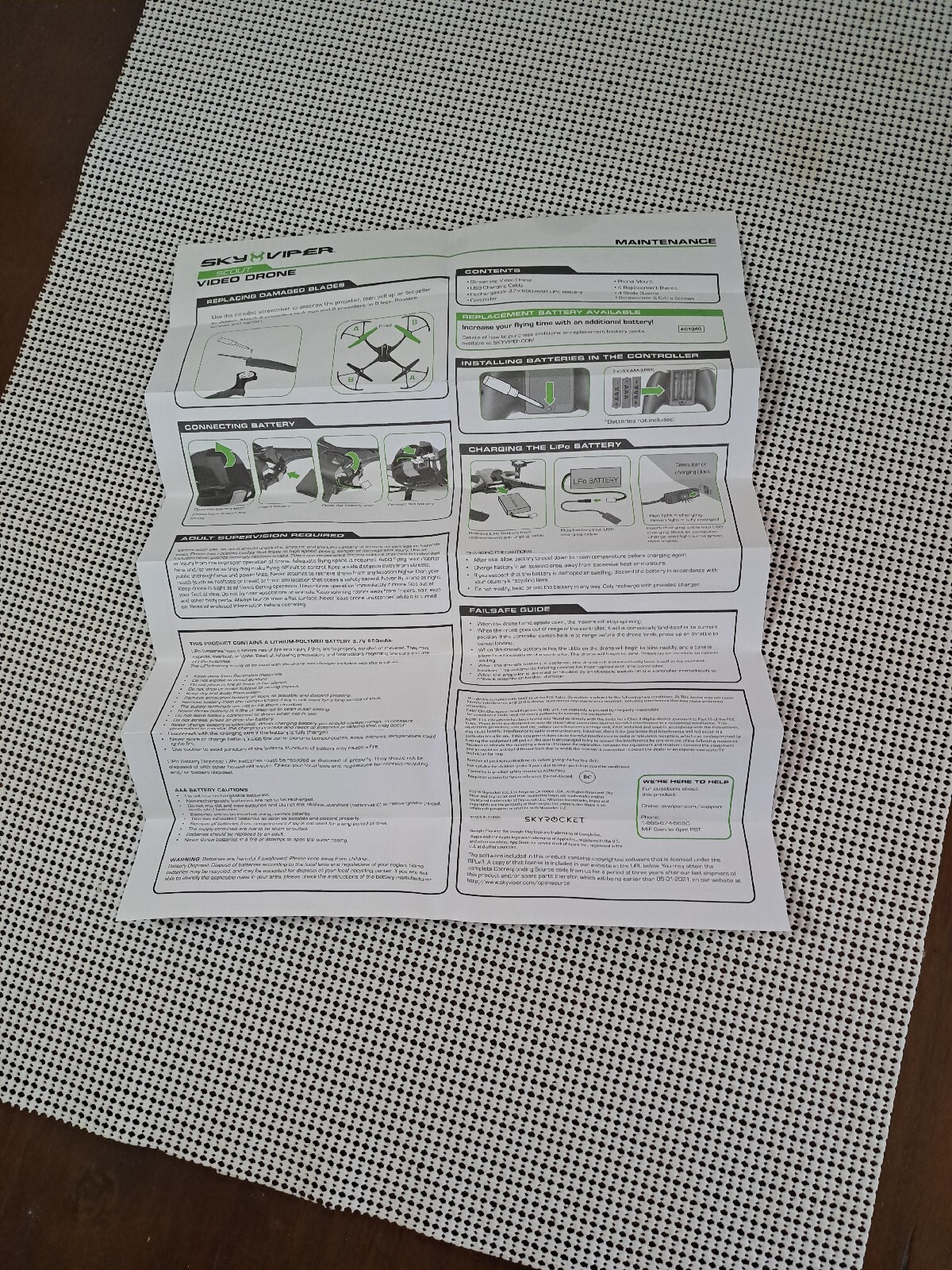 Sky Viper Scout Video Drone Flying Guide Maintenance Instruction Manual