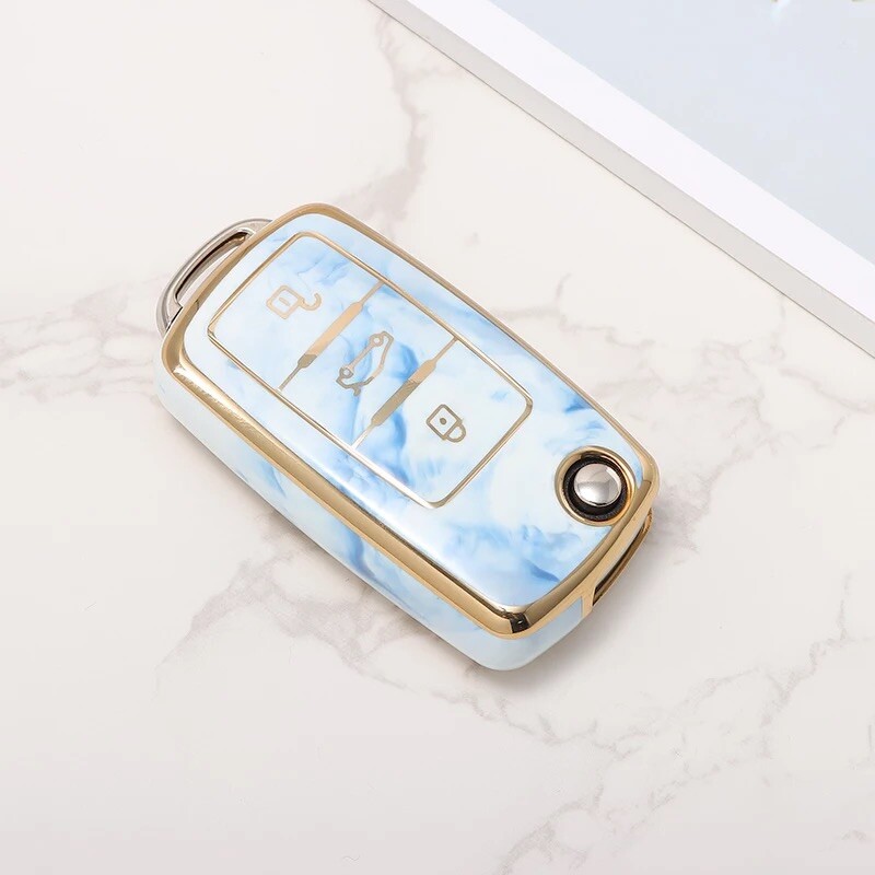 Flip Key Cover Case Blue For VW Polo Golf Passat Sharan Touran Jetta EOS
