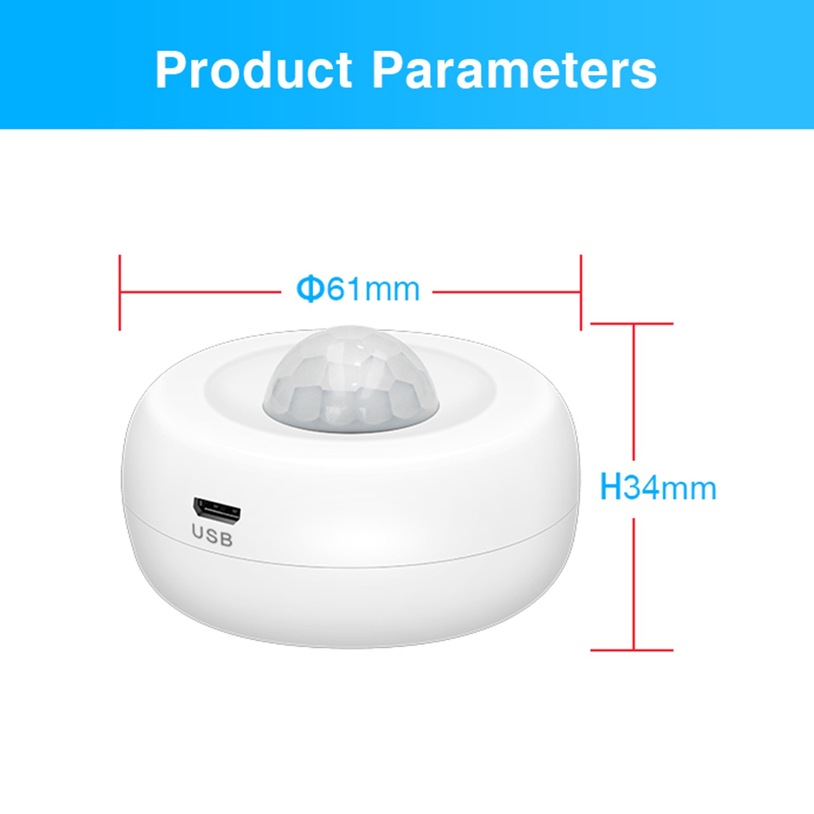 Smart WiFi PIR Motion Sensor Ceiling Wall Mount USB Battery Powered Light Sensor