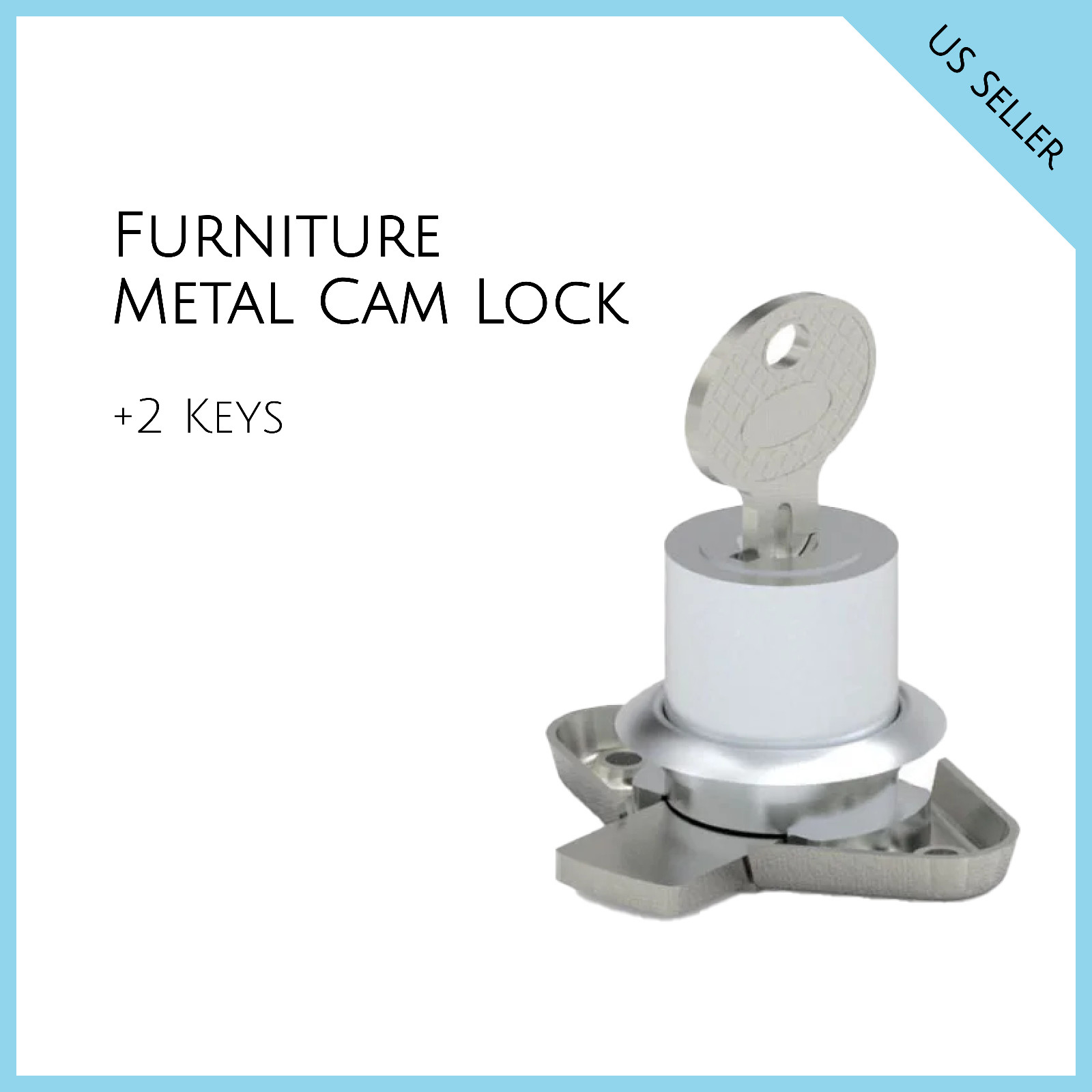 Furniture Metal Cam Lock w/ 2 Keys. Free Shipping. Part # 030.01