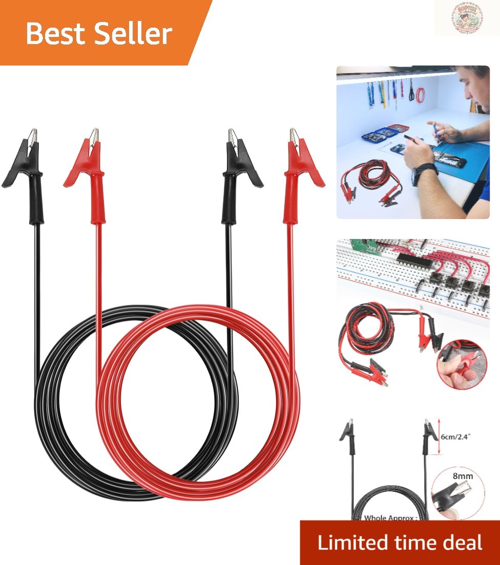 15A Insulated Alligator Clips with 6.6 Ft  Lead Wire - Essential for Testing