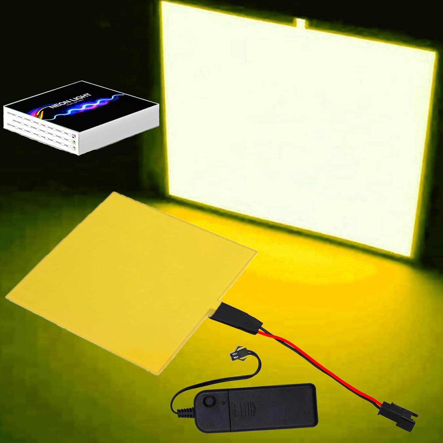 jose2015 10x10CM EL Wire Lights,Cuttable DIY 10*10CM, Yellow