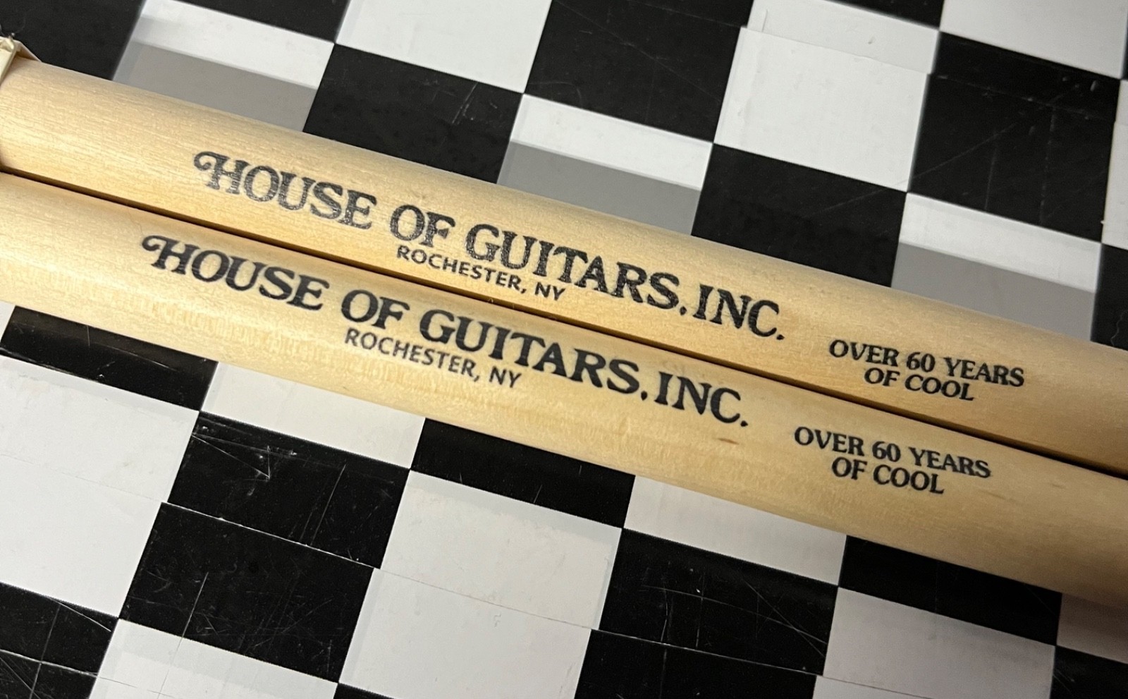 NEW The House of Guitars Logo Drumsticks 60 Years of Cool