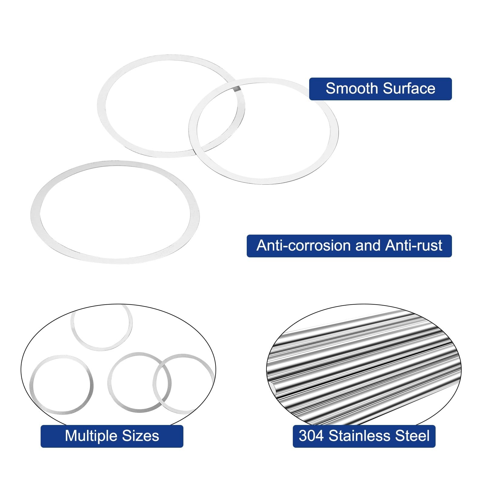 Barrel Nut Shim Kit, Nuts Free Float Spacers Adjustment Silver