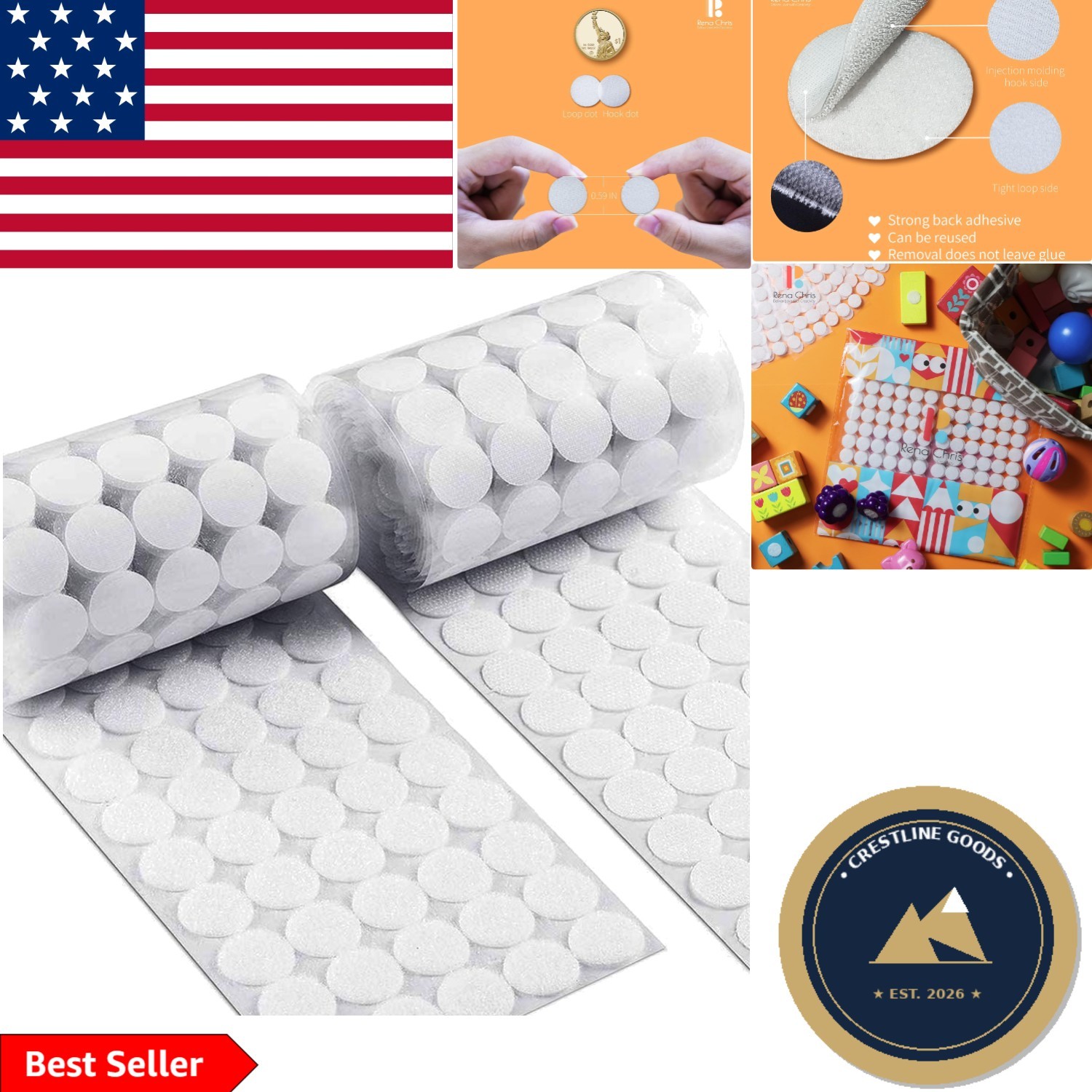 Versatile 300-Piece Waterproof Self-Adhesive Dots for Crafting & Organization