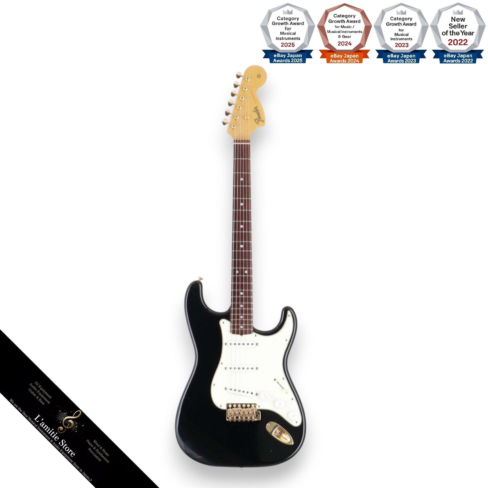 Fender Japan ST66G98TX Stratocaster Electric Guitar Black Gold Parts
