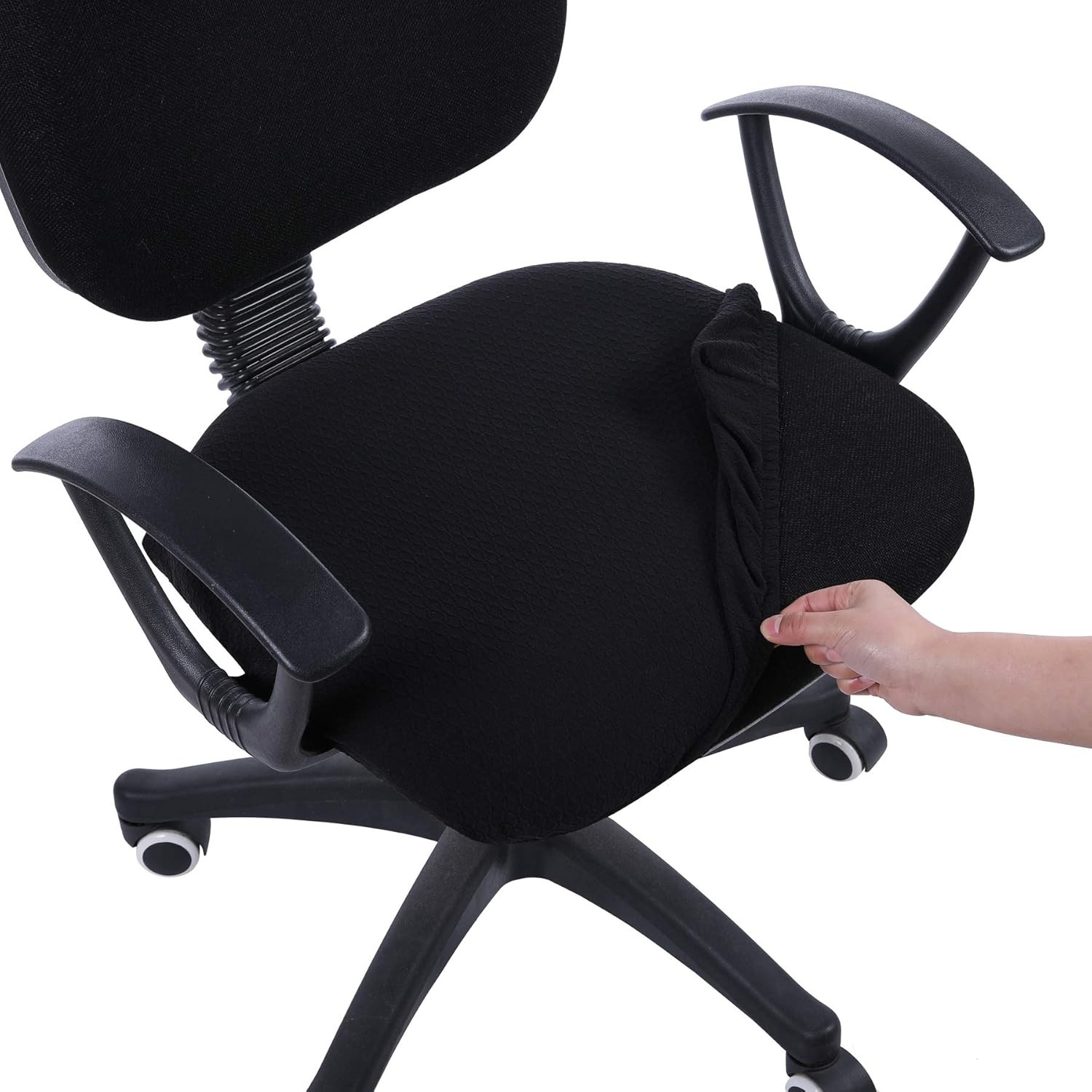Smiry Stretch Jacquard Office Computer Chair Seat Cover, Black