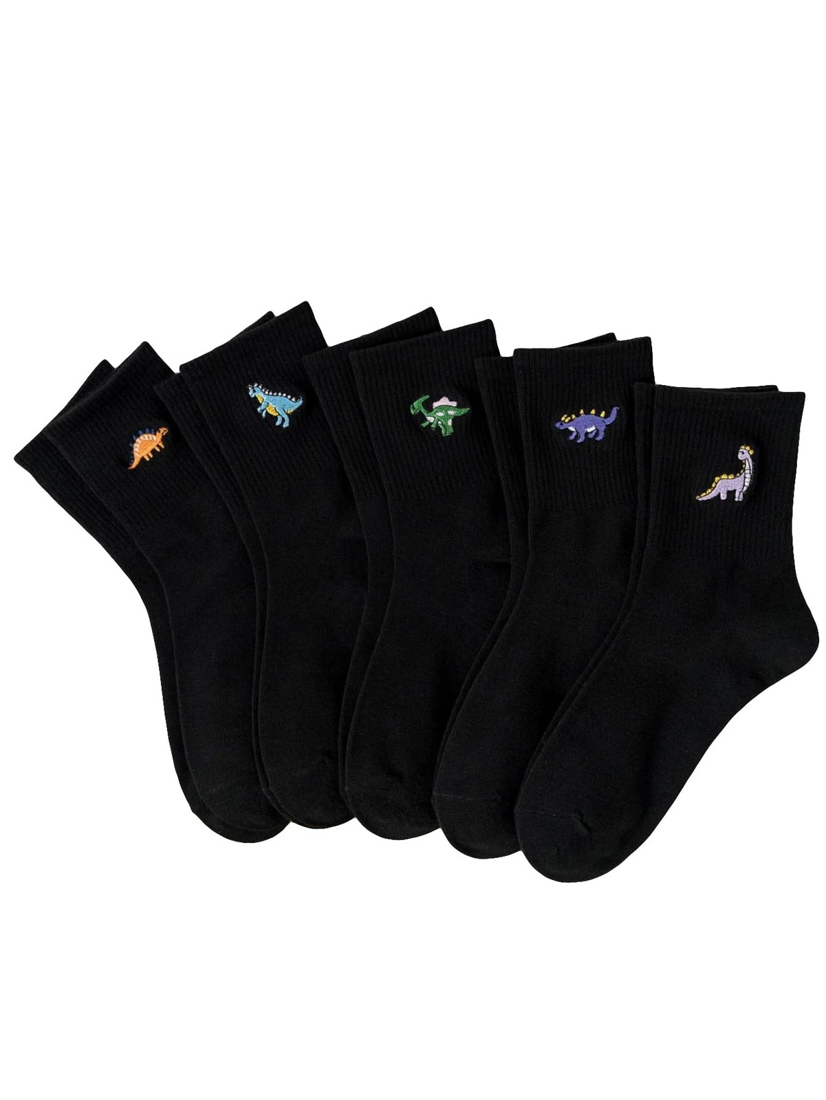 SHENHE Women's 5 Pairs Graphic Letter Print One Size, Embroidered Black