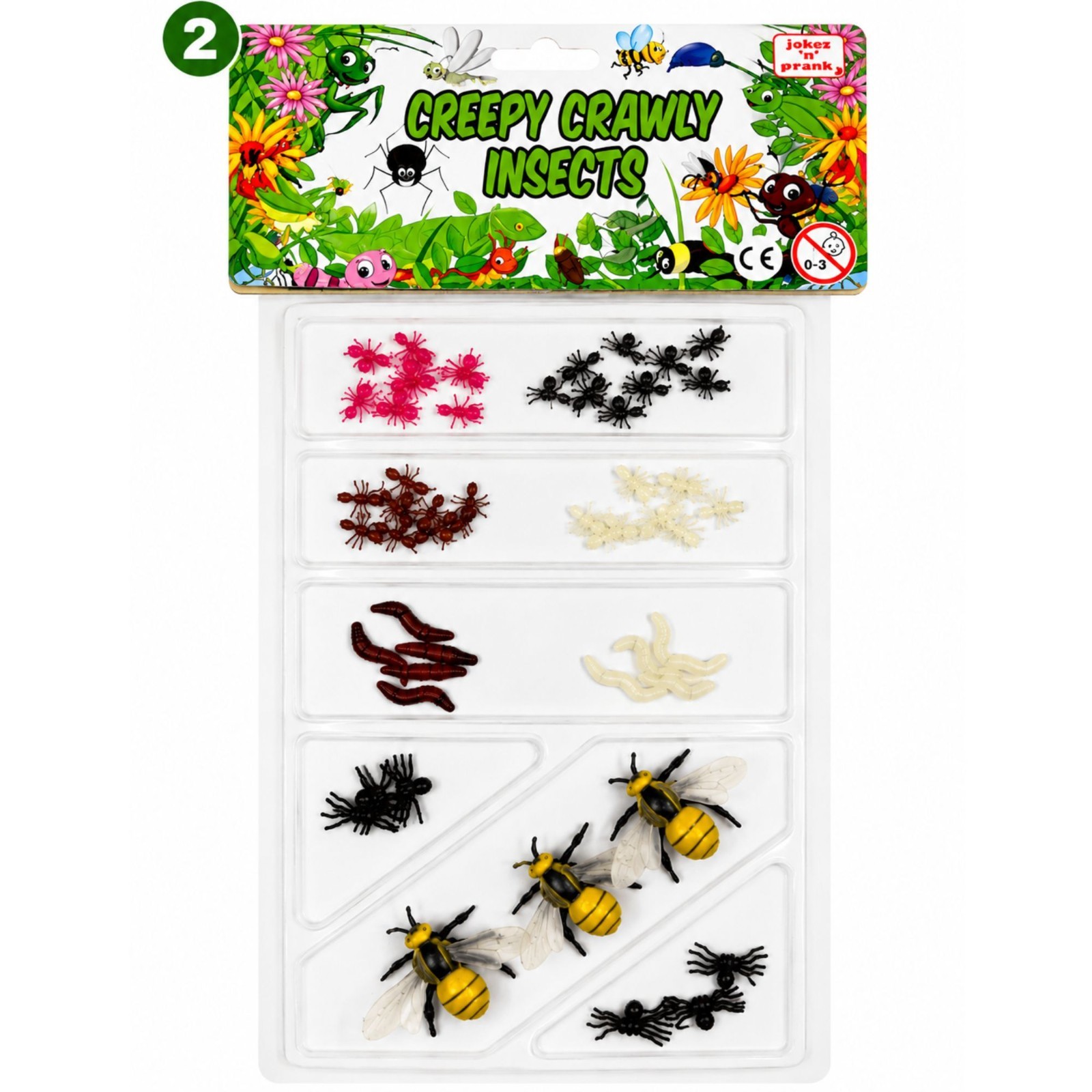 Creepy Crawly Pk 2 Fake Bugs & Insects Prank Novelty Life Like Plastic Toy Trick