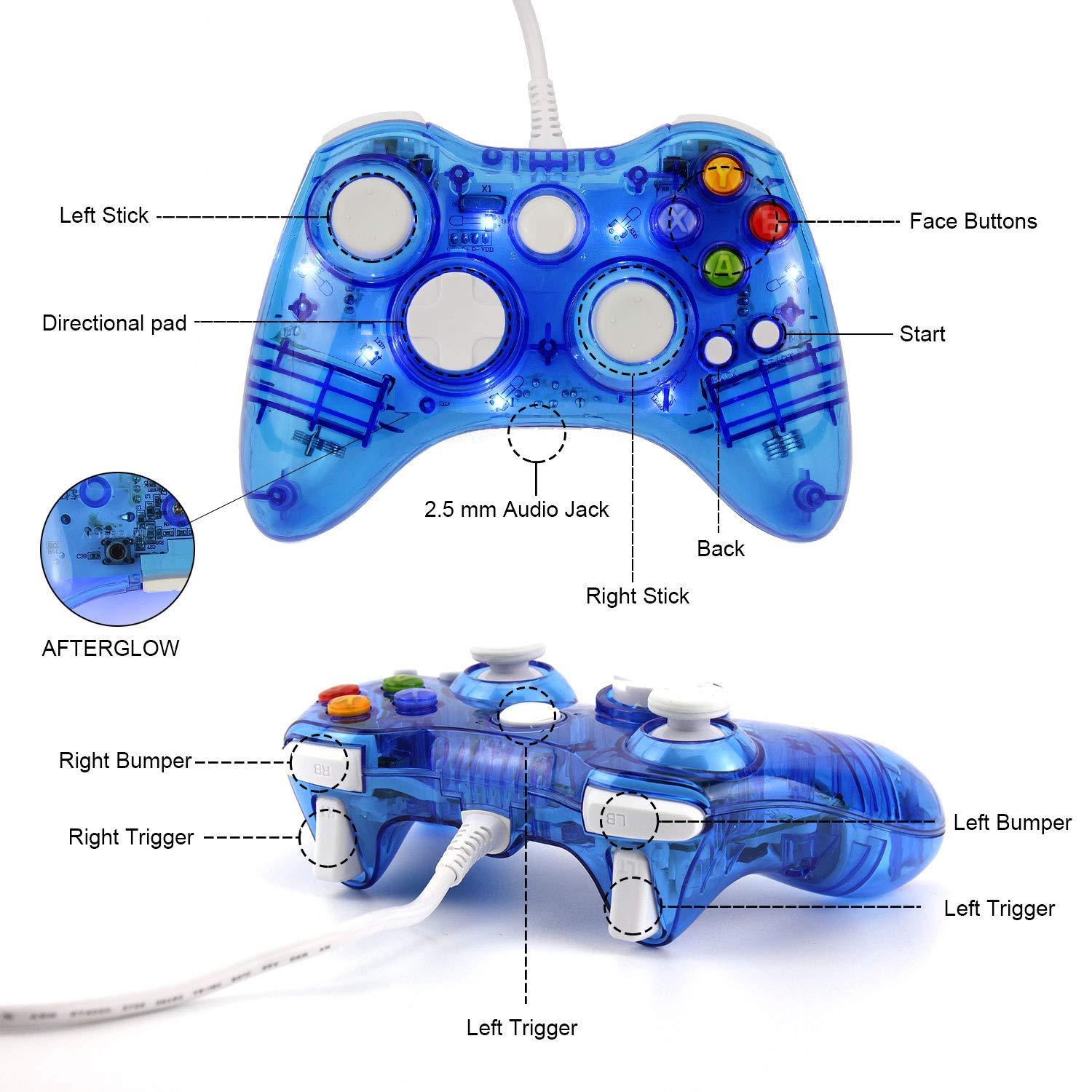 Glow USB Wired/Wireless Game Controller For Microsoft Xbox 360 Slim&PC Afterglow