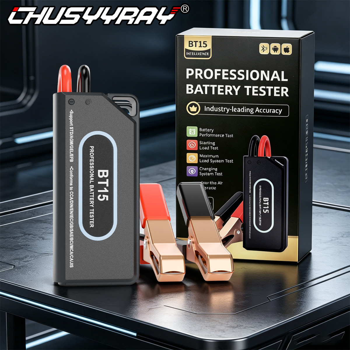 BT15 Car Battery Tester Clip Diagnostic For Car Truck Boat