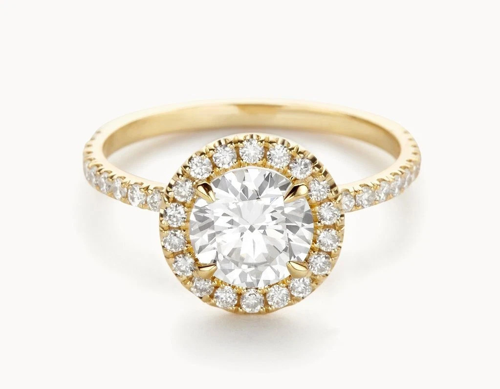 Round Cut 1.50 Ct VVS1 Diamond Lab-Created Engagement Ring 14K Yellow Gold FN