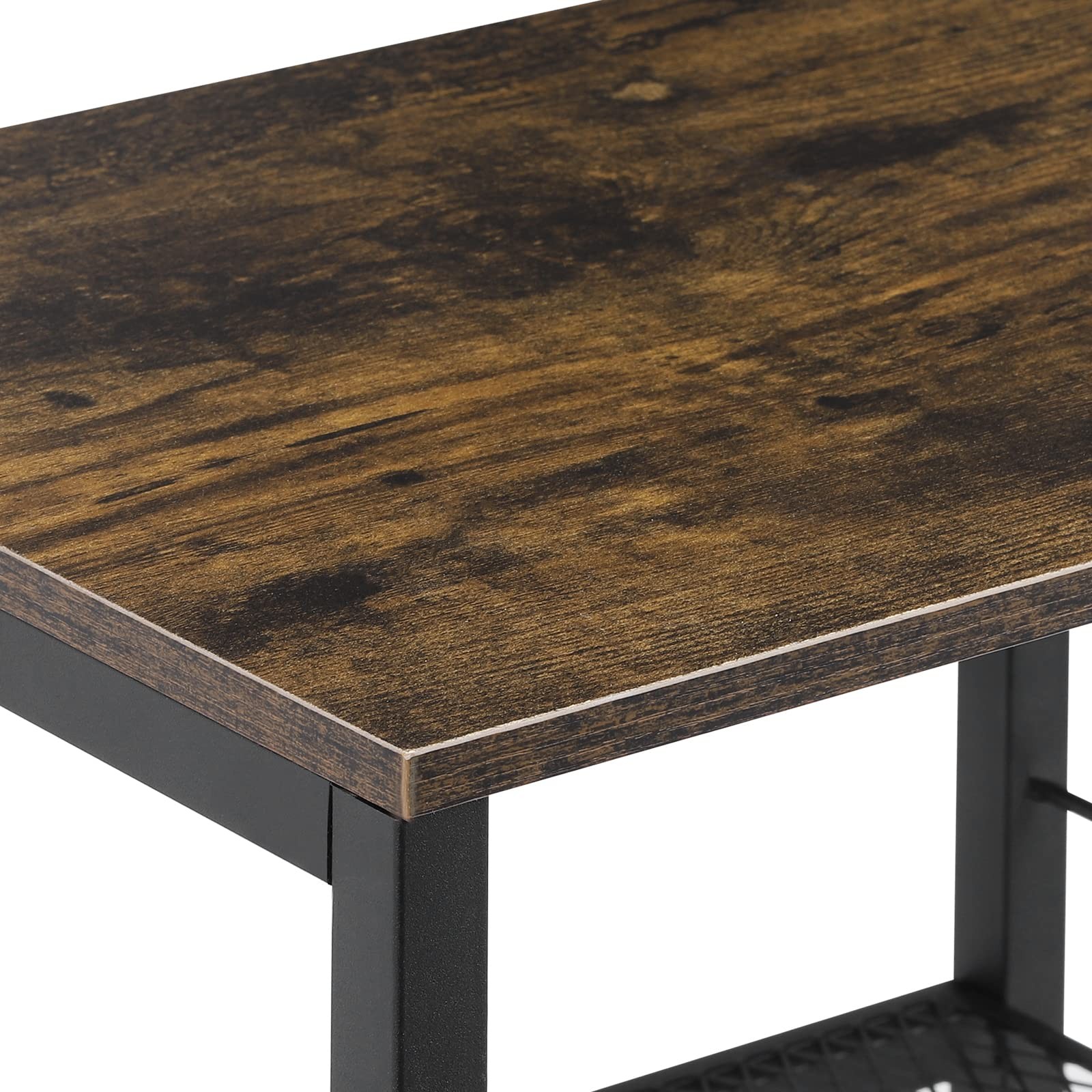 Rustic 3 Tier End Table with Wheel,Side Table Nightstand Storage Shelf for Be...