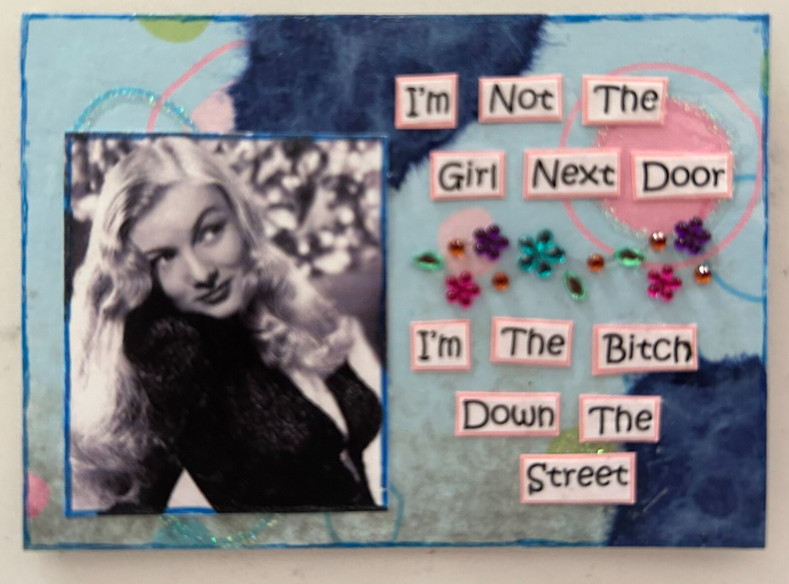 ACEO ATC Art Card Collage Original Lady Women Girl Door Street Bitch Humor