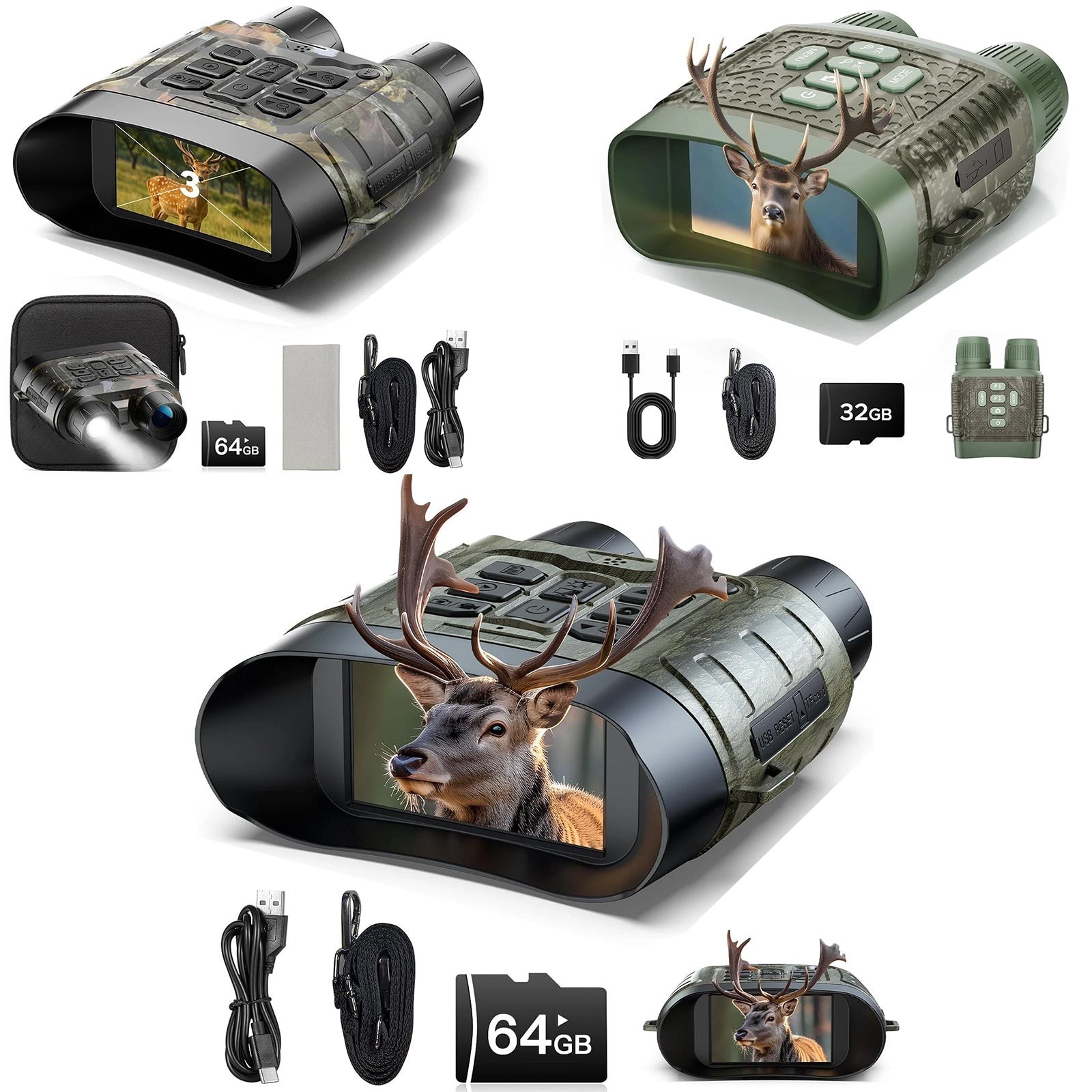 4K Color Night Vision Goggles,Infrared Digital Binoculars 18XZoom & 5000mAh 64GB