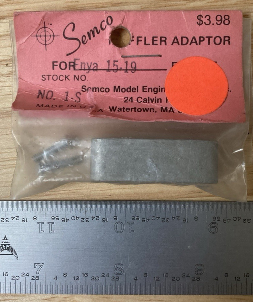 Vintage Semco Muffler Adaptor No. 1-S (For Enya 15-19) model engine NOS