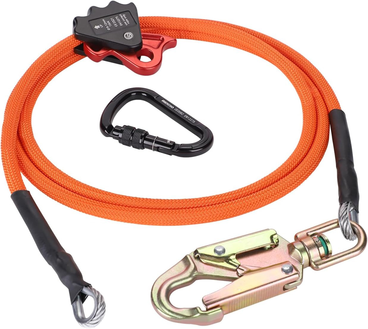 1/2" X 8' Steel Wire Core Flipline, W/Better Grab Adjuster & Steel Swivel, Arbor