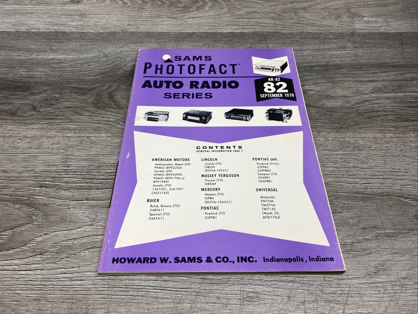 Sams Photofact Auto Radio Service Data Series Repair Magazine # AR-82