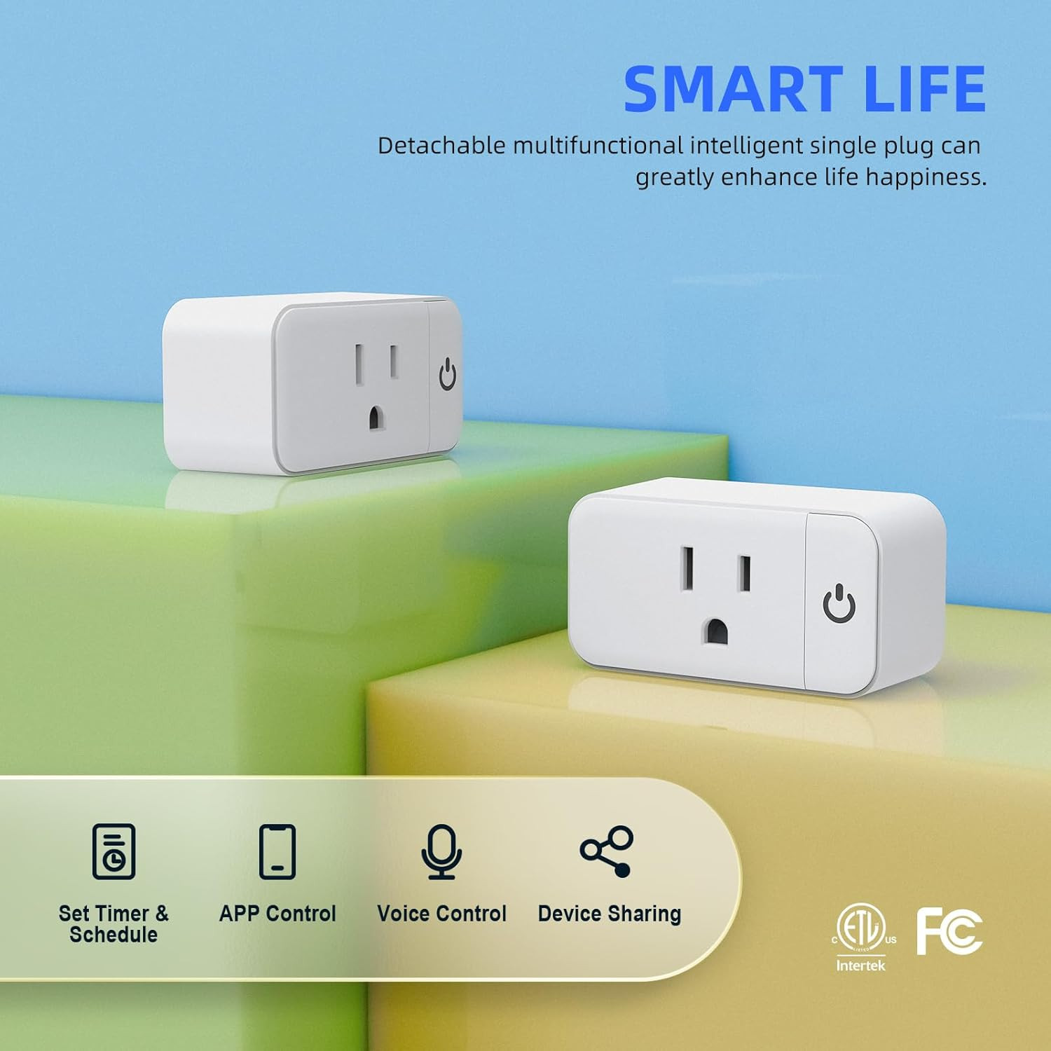Mini Smart Plug, 15A Wifi Plugs Work with Alexa & Google Assistant, Smart Outlet