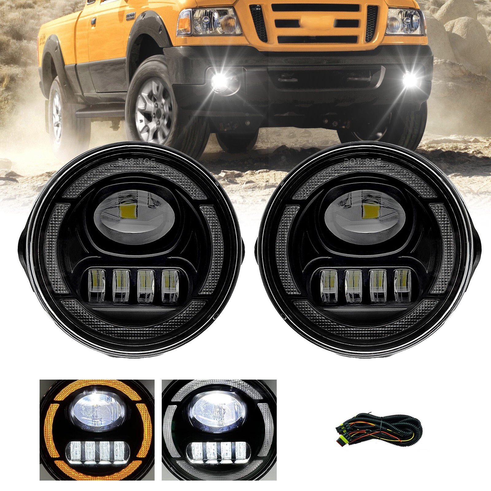 LED Fog Lights Bumper Lamps For 2007-2014 Ford Expedition 2008-2011 Ranger DRL