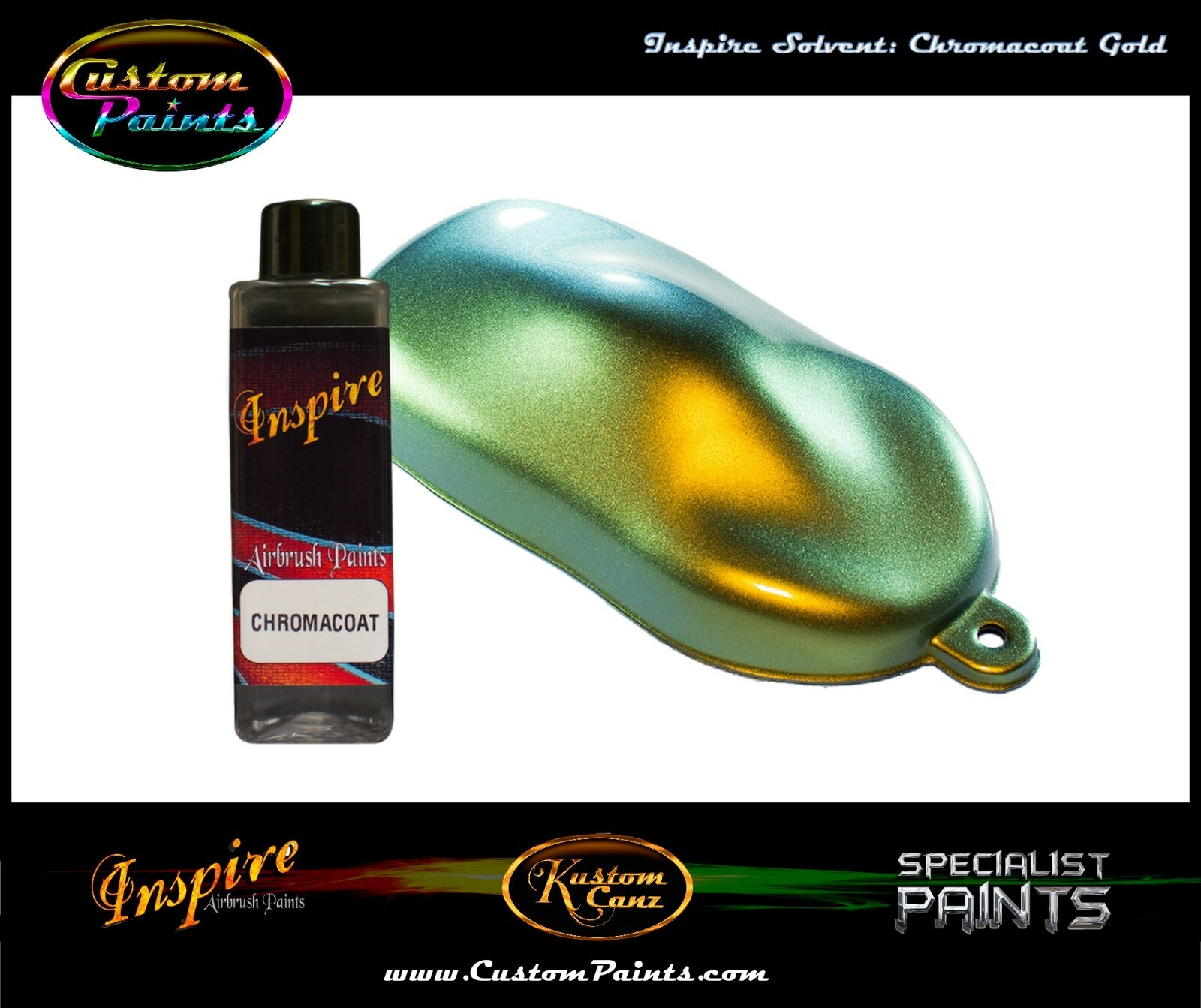 INSPIRE CHROMACOAT GOLD 4oz AIRBRUSH, CUSTOM PAINT, CHAMELEON, MOTORCYCLE