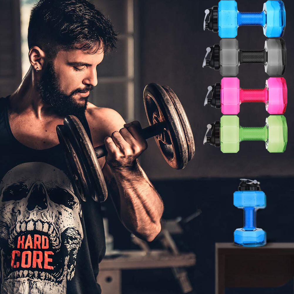 74Oz Big Capacity PETG Eco-friendly Cup Dumbbell Shape Water Bottles US FAST