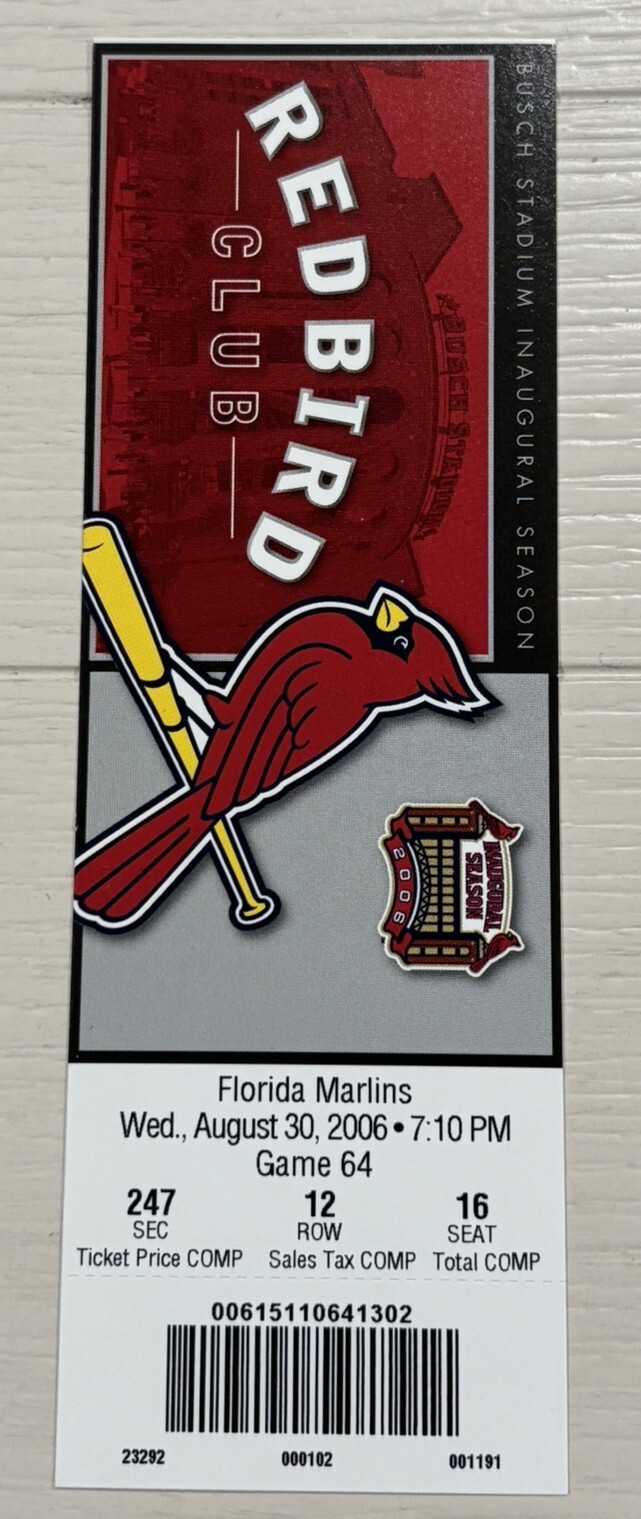Albert Pujols HR 240 Full Season Ticket  8-30-2006 Cardinals Redbird Club