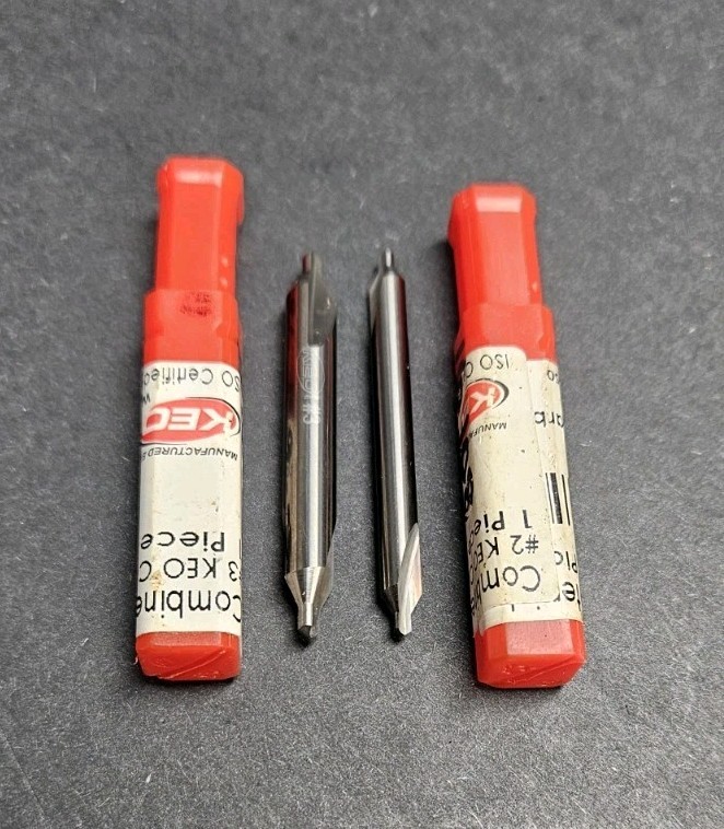 KEO #2 & #3 Carbide 60° Combination Drill & Countersink Lot US Made Machinist