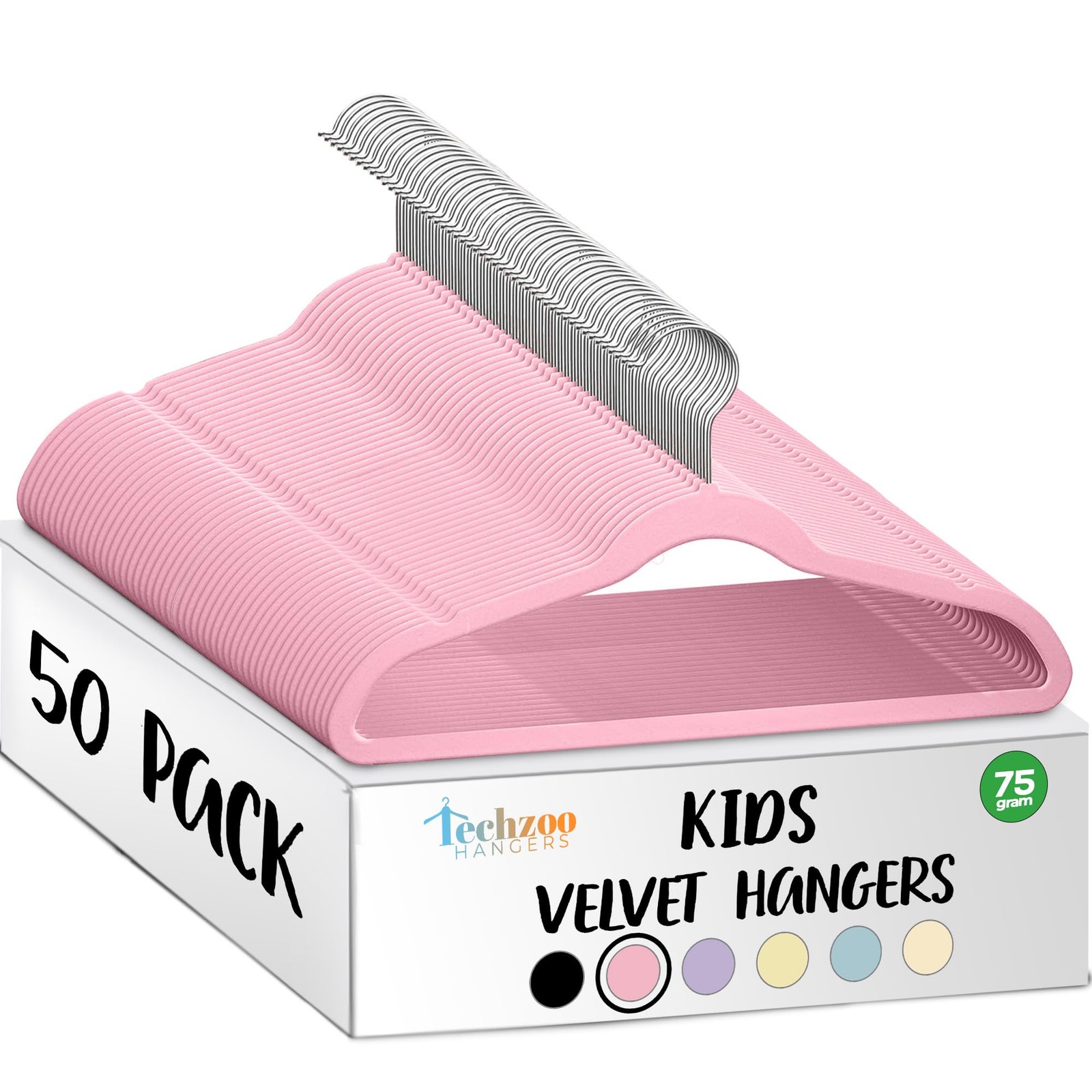 50 Premium Kids Velvet Hangers - 14" Non-Slip Clothes Hangers for Kids & Pret...