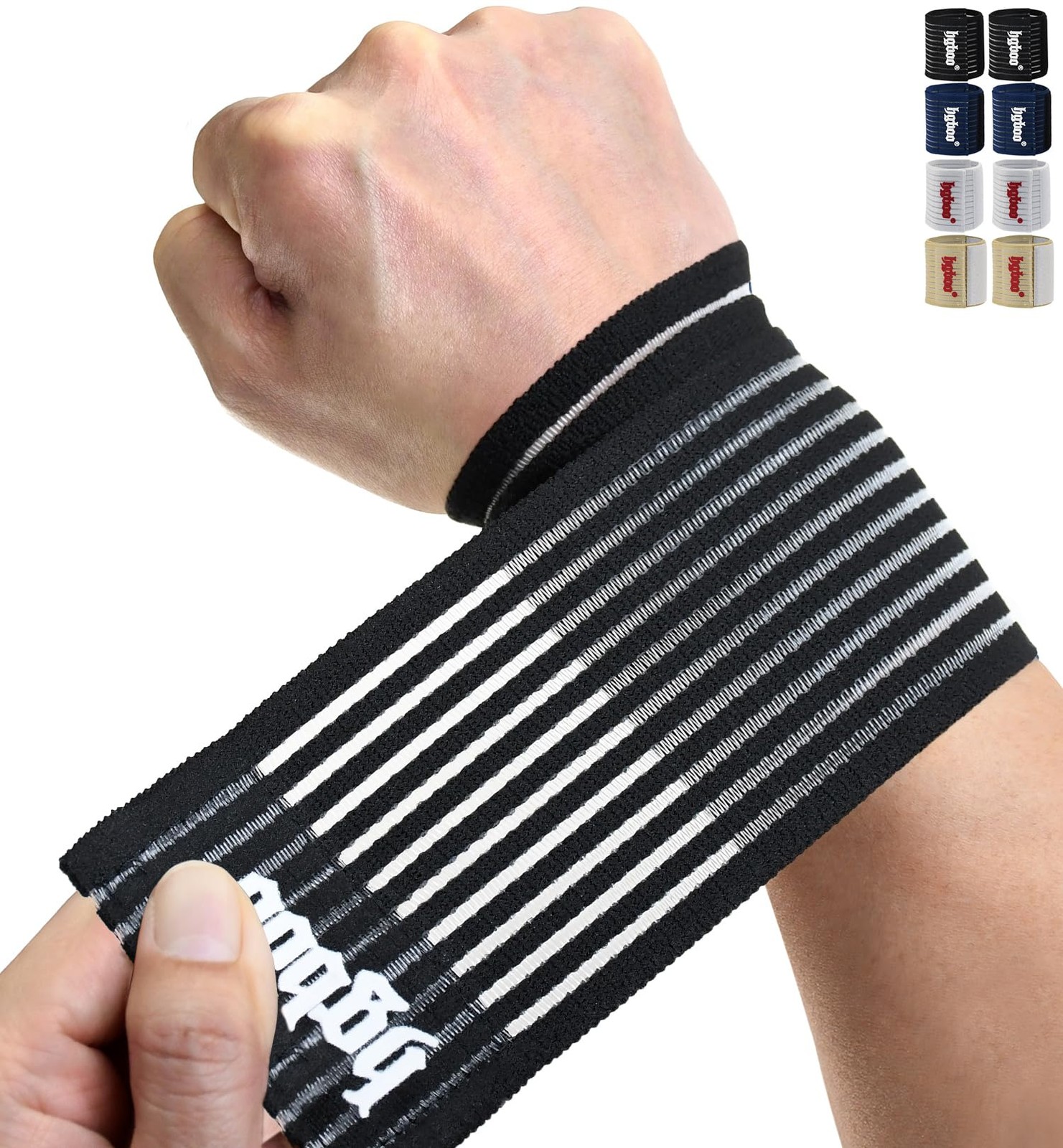 HGBOO Compression Wrist Bands (2 PCS), High-Elastic Straps Wraps Black