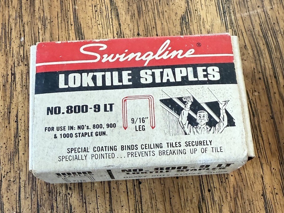 Vintage Swingline Loktile Staples Open Box No. 800-9 LT Ceiling Tile Staples