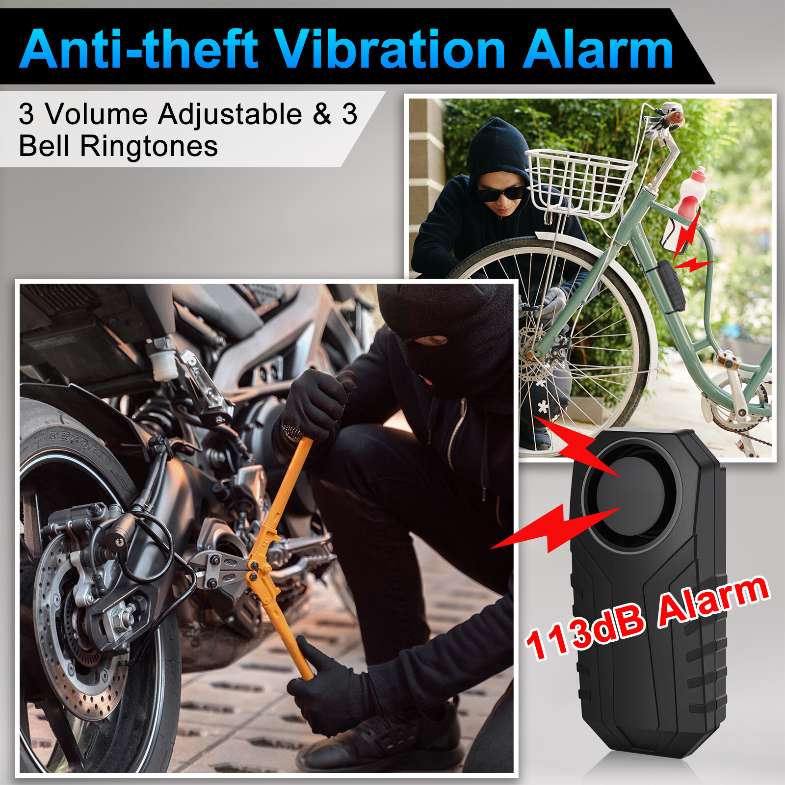 Waterproof Vibration Alarm for E-Bike, Electric Bike, Scooter, 3D Motion