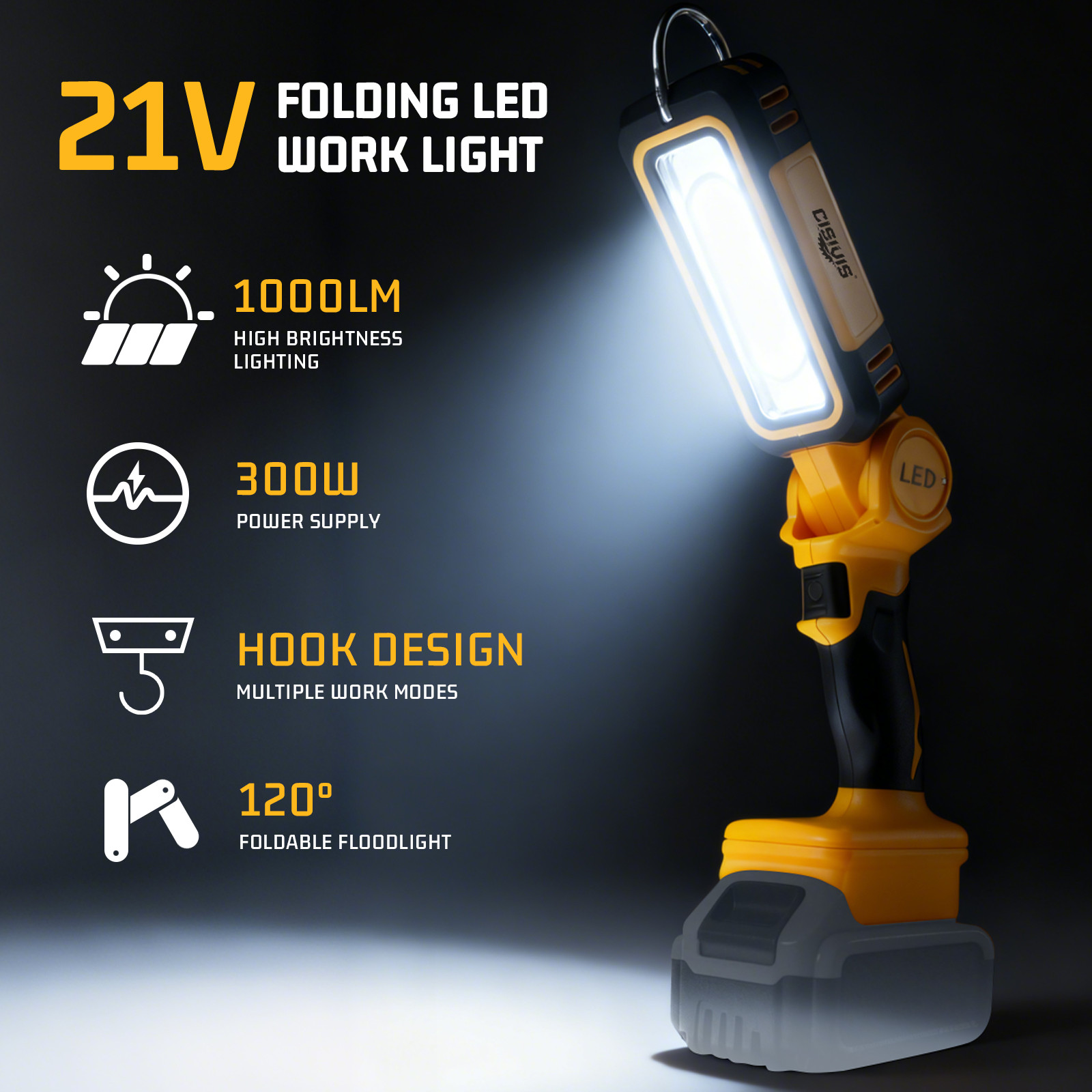 LED 30W 3000LM Flashlight Work Light Powered For DeWalt 20V Li-ion Battery.