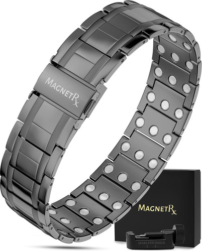 MagnetRX® 3X Strength Magnetic Bracelets for Men – Gunmetal (3x Strength)