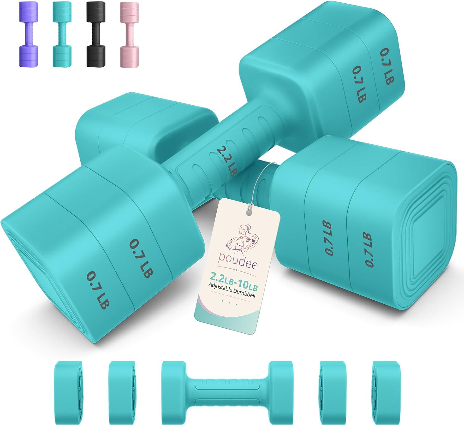 Adjustable Dumbbell Set of 2, 2.2-20LB Adjustable Weight Set, 3 in 1 Free Weight