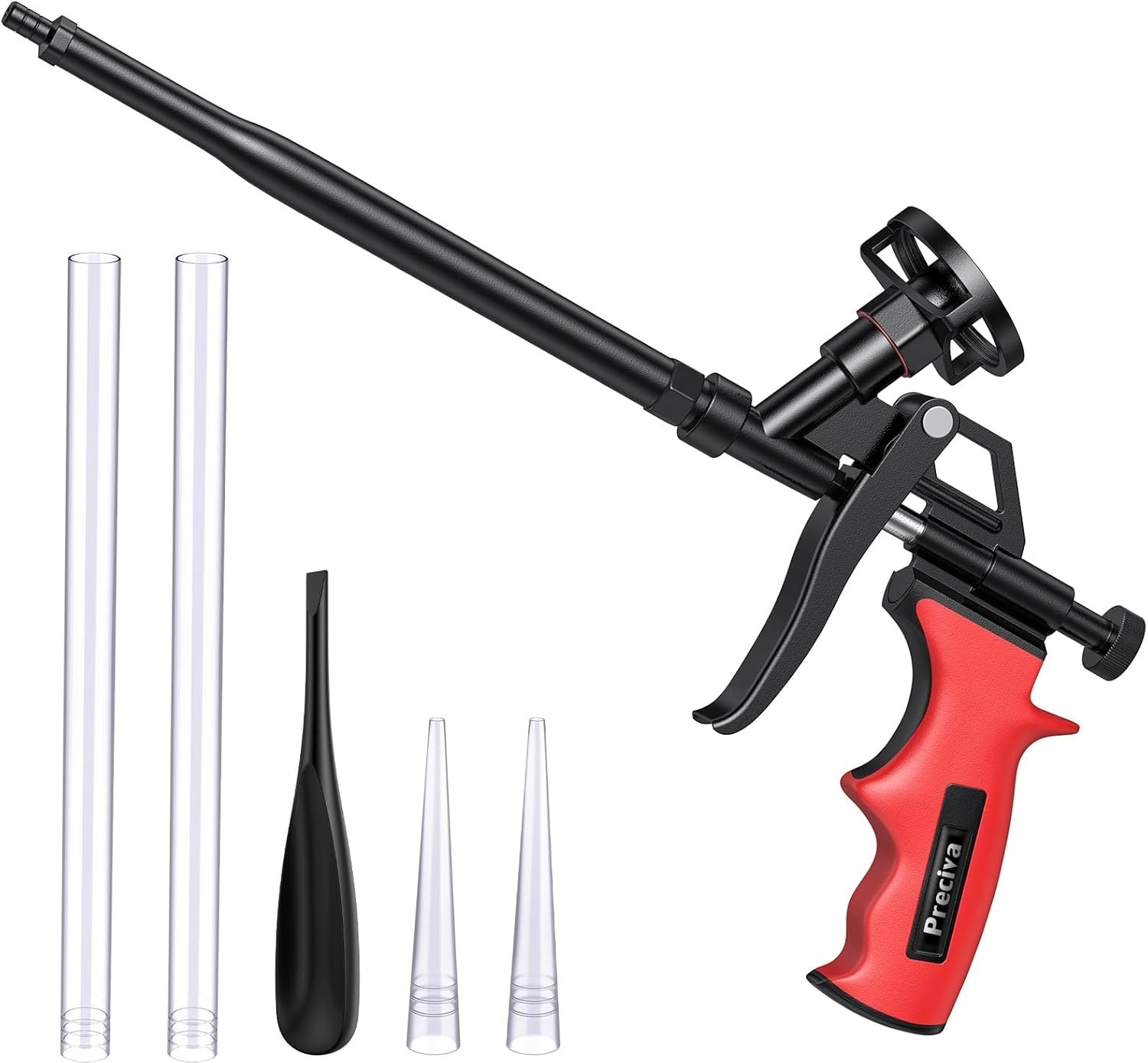 Versatile Professional Caulking Foam Gun with Precision Control - Red 12.99 inch