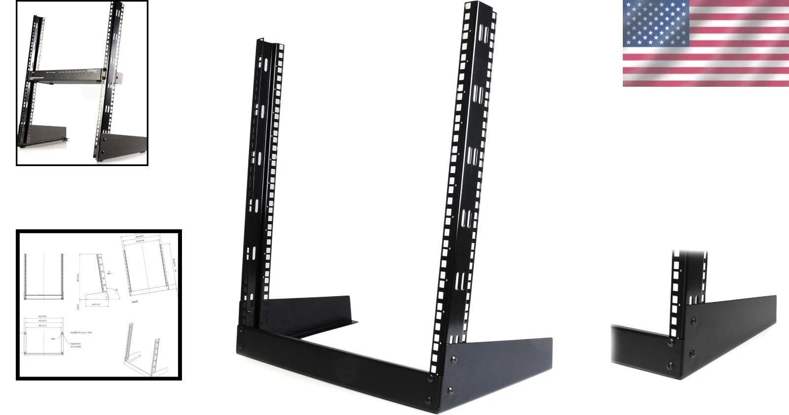 12U Open Frame Server Rack - 19" 2 Post Network Rack