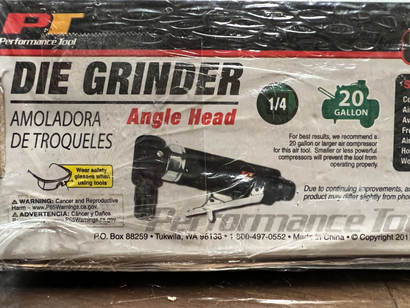 Performance Tool Die Grinder 90 angle head 1/4" M656 new