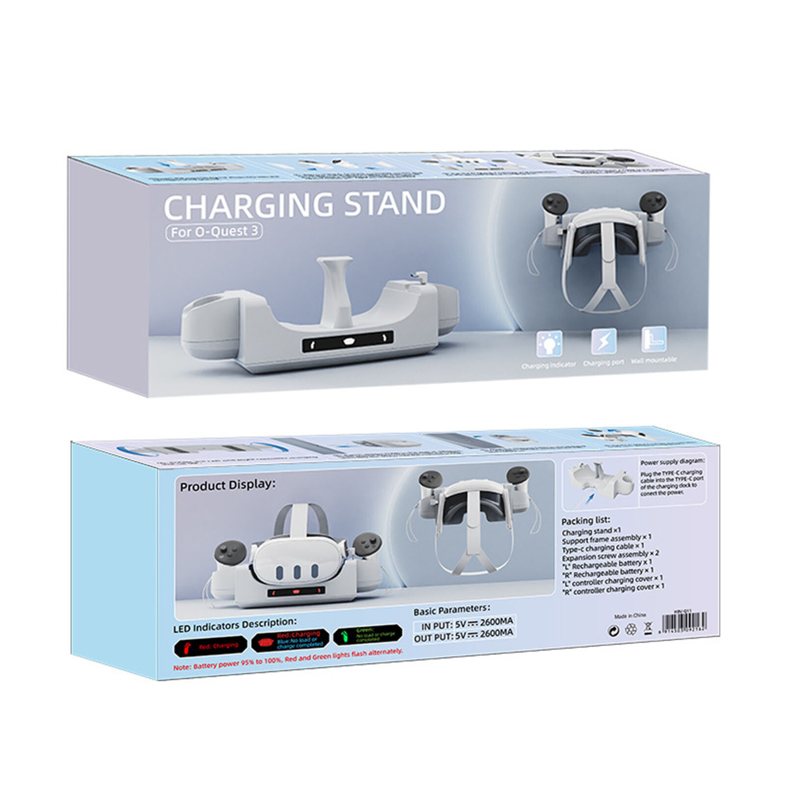 For Quest 3 VR Headset Controller Glasses Charging Dock Wall Mount Charger Stand