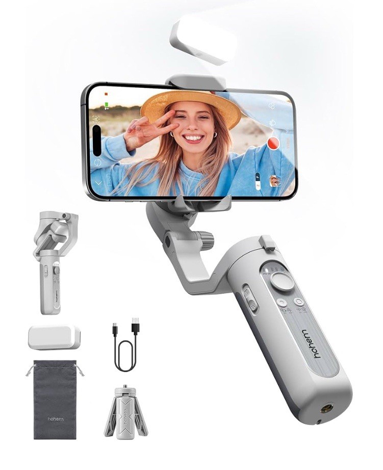 Hohem iSteady XE 3-Axis Smartphone Stabilizer With A Magnetic Fill Light (Grey)