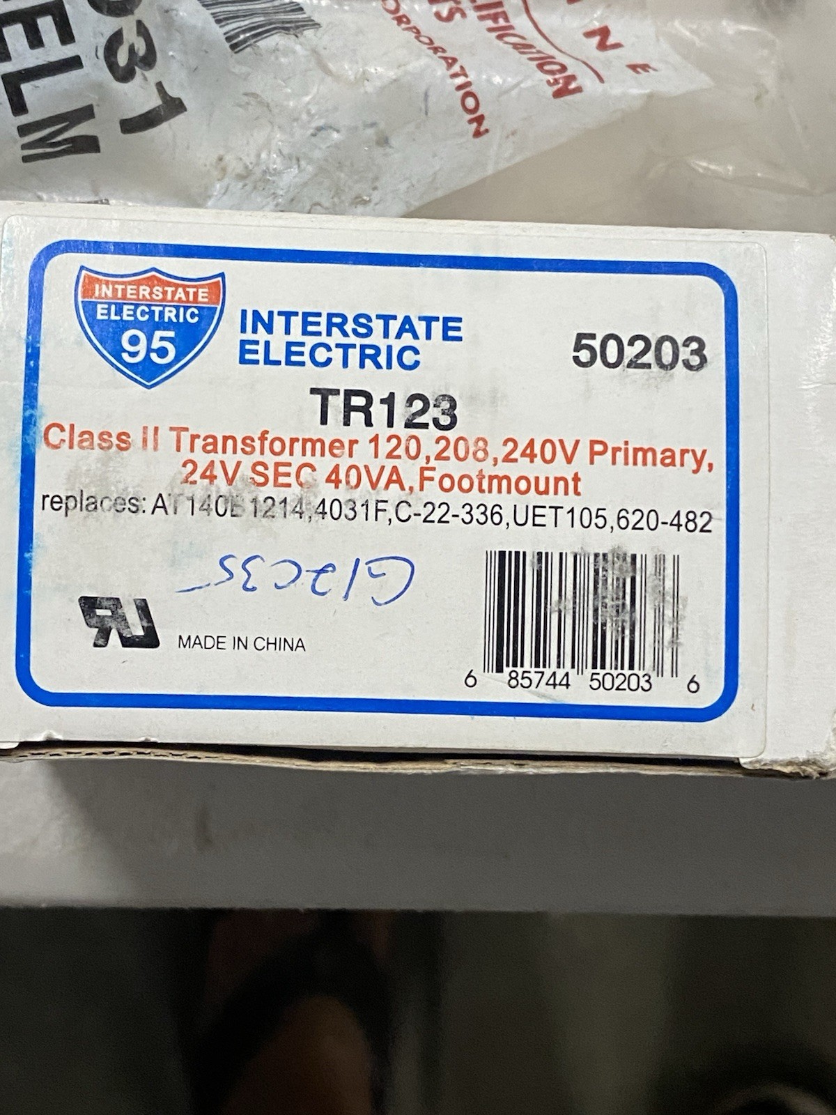 Interstate Electric TR123 50203 Class 2 Transformer 120,208,240V Primary