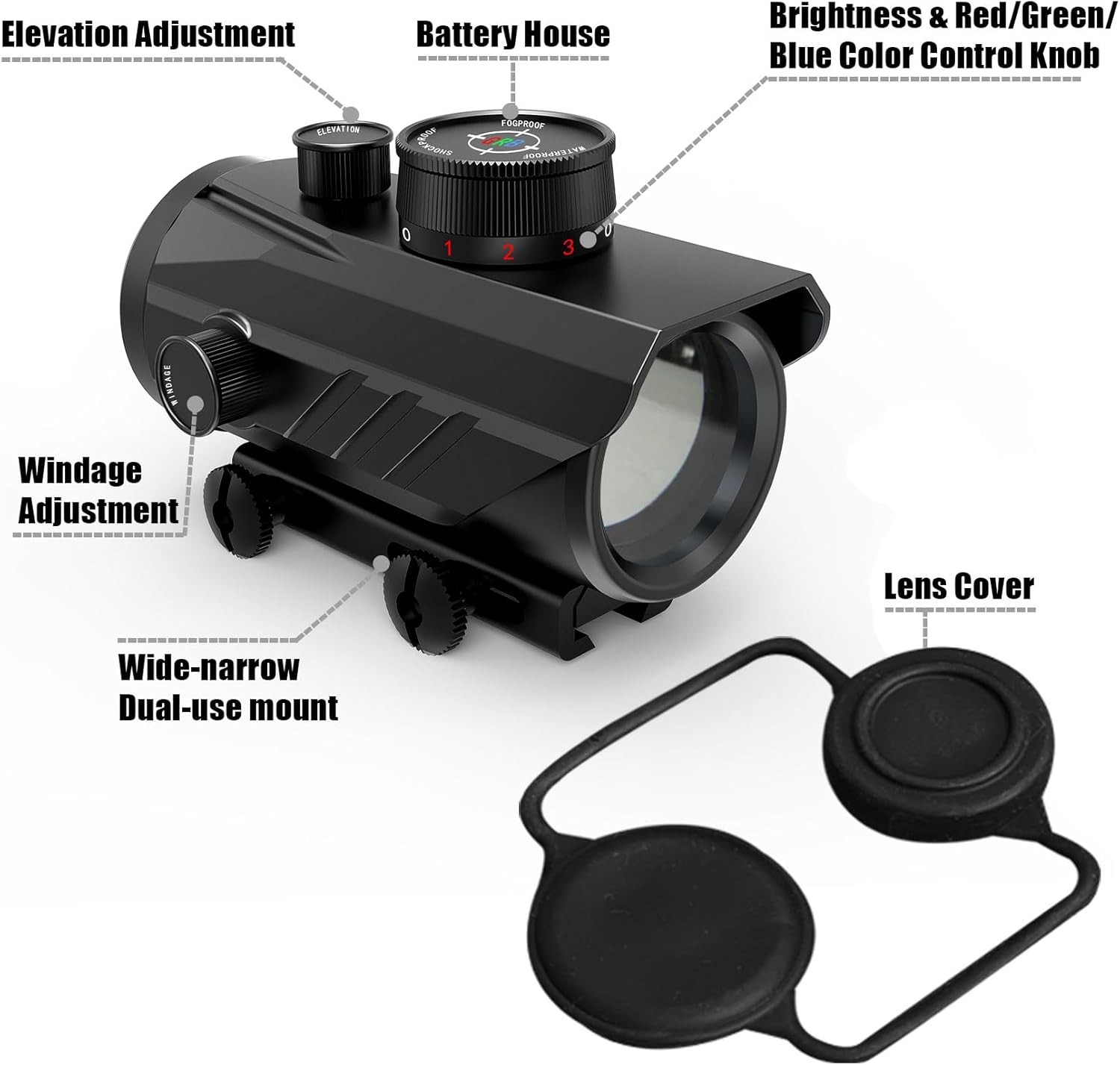 Tactical 1X30Mm Reflex Green/Red/Blue 3 MOA Dot Sight with Dichroic Multi-Layer