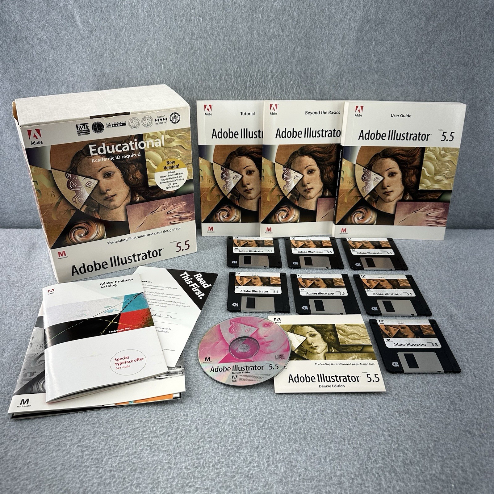 Adobe Illustrator 5.5 for Macintosh and Power Mac (CD ROM + Floppy Disc) 1994