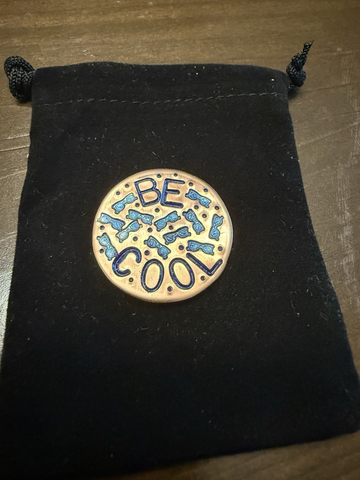 Hand Stamped BE COOL CHILL OUT Custom Copper Golf Ball Marker