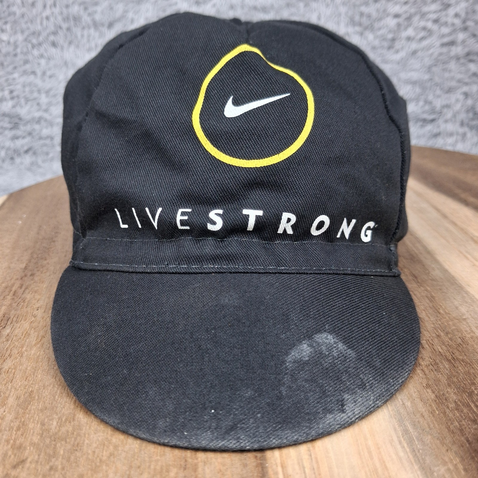 Nike Hat Cap Flex Fit Black Cycling Cap Elastic Back Livestrong Made In Italy