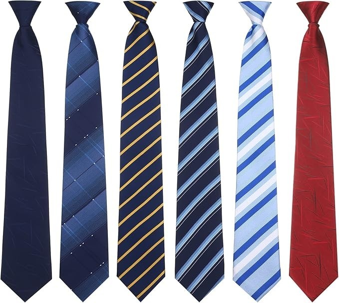 6 Pcs Clip on Ties for Men 20 Inch Clip on Tie Plaid Striped Dots Pre Tied Ne...