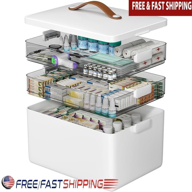 3-Layer Medicine Storage Box Moisture-Proof Organizer First Aid Essentials New