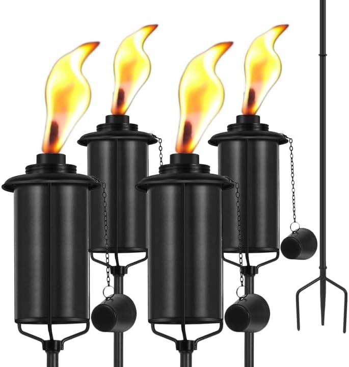 ZSZMFH 4 Pack Metal Torch for Outside 16oz Outdoor Metal Torch Garden