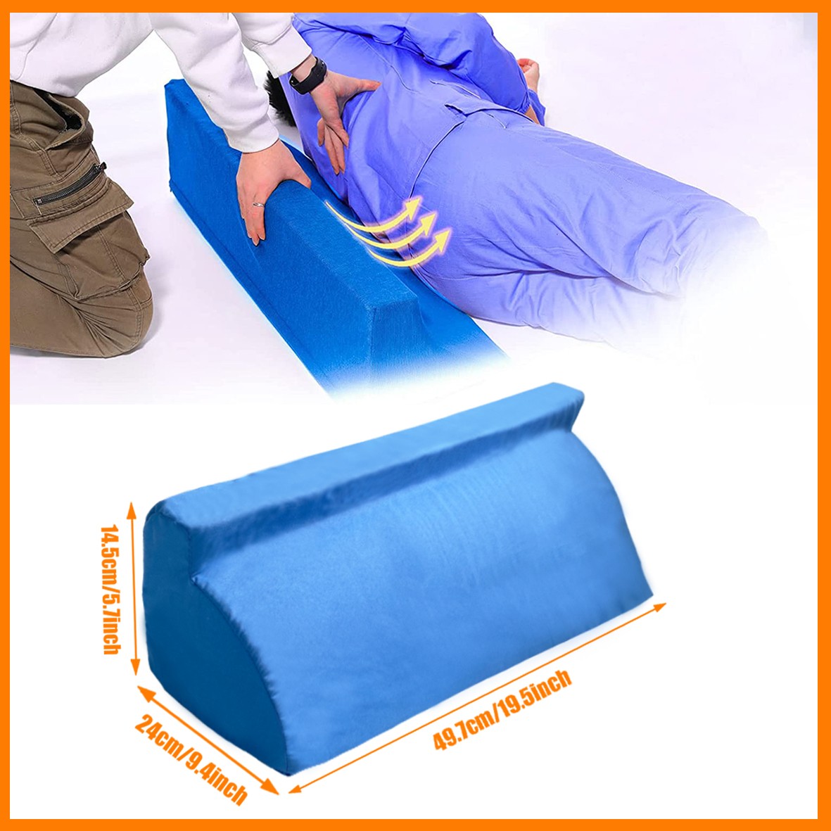30° Incline Wedge Pillow Foam Bed For Side Sleeper Medical Elevated Bolster Blue