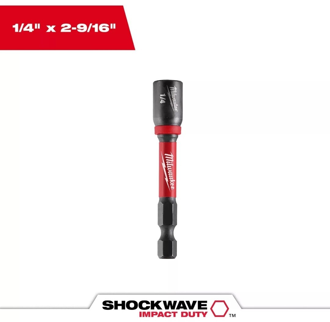 Lot Of 3 Milwaukee Shockwave Impact Duty Magnetic Nut Driver, 1/4in #49-66-4532
